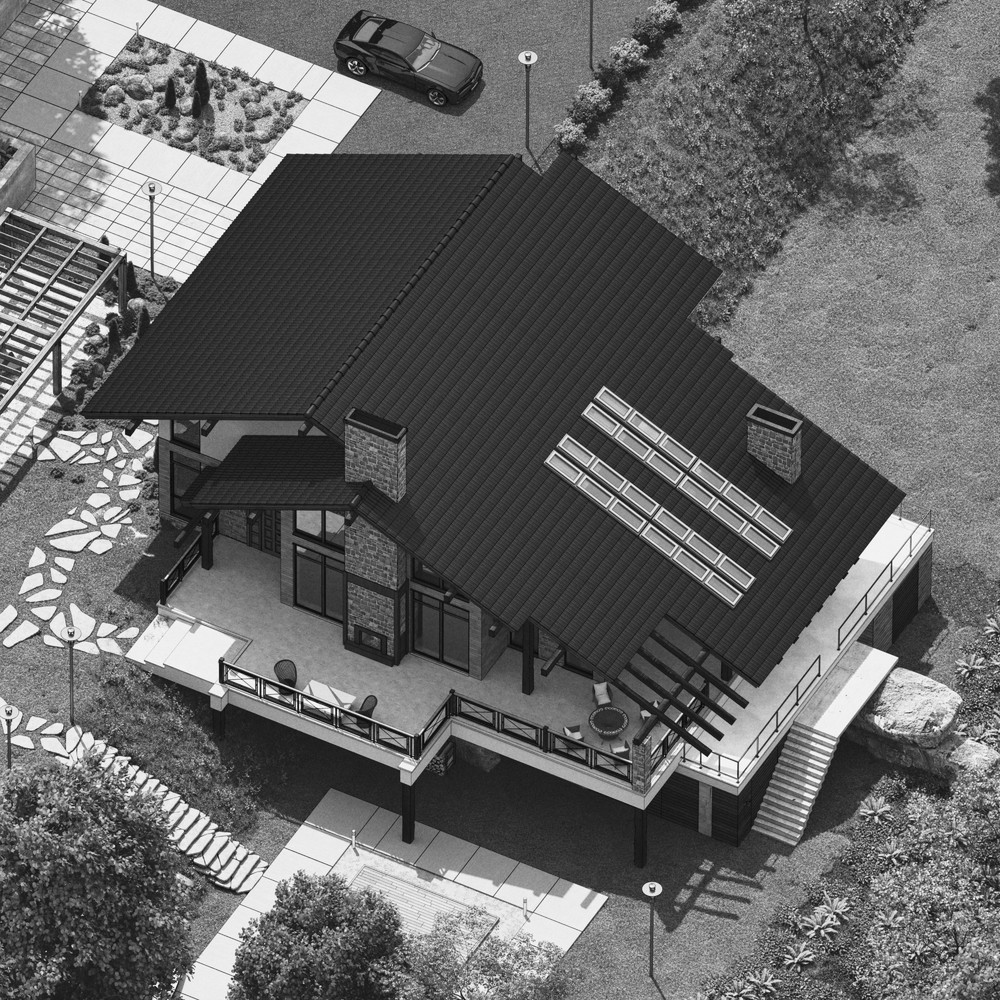 3d визуализация дома в стиле шале