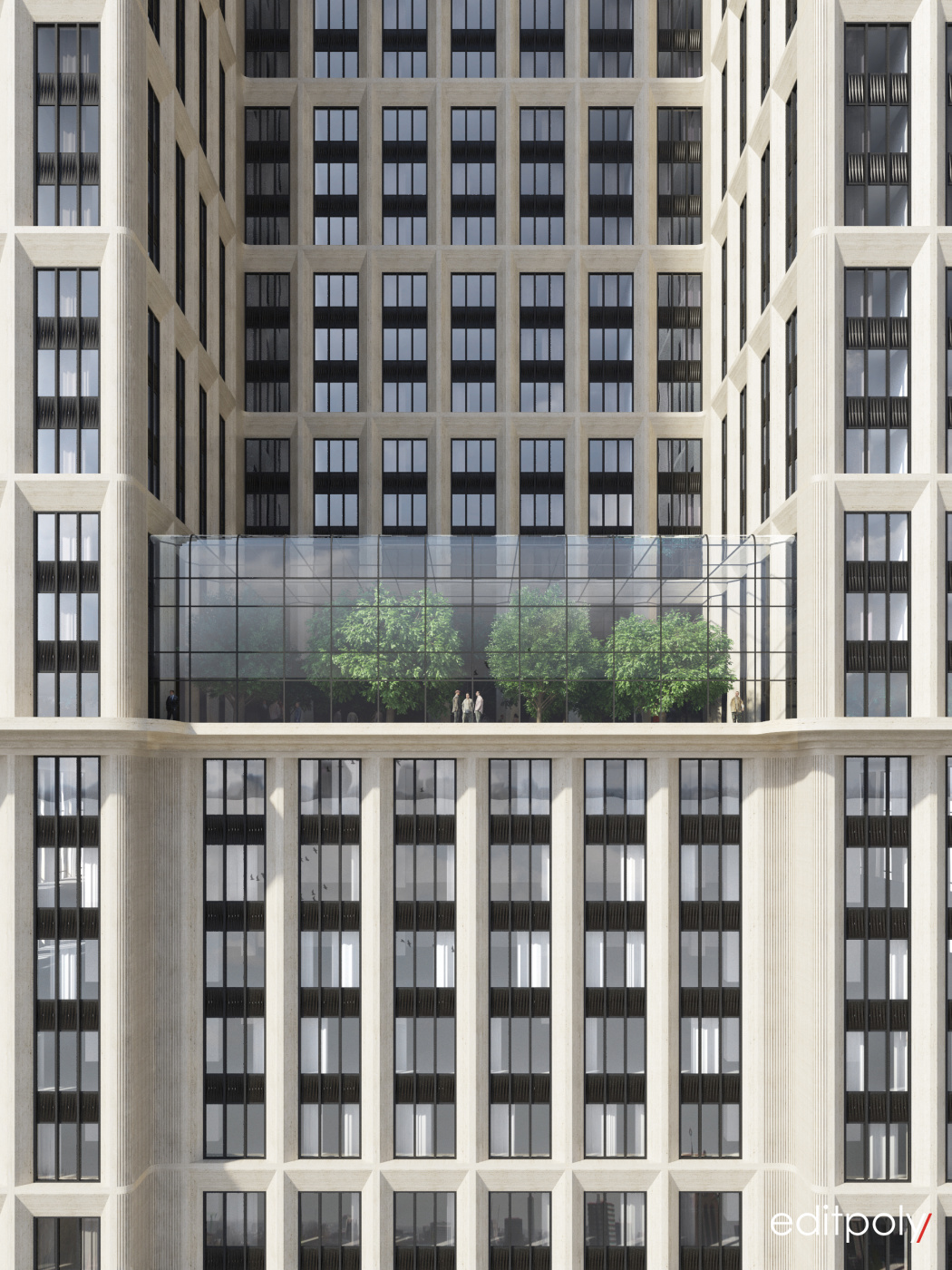 3d визуализация офисного здания (фрагмент)